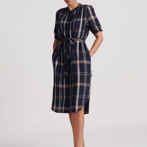 LUCKY BRAND Belted Plaid Midi Shirt Dress (small petite) with pockets